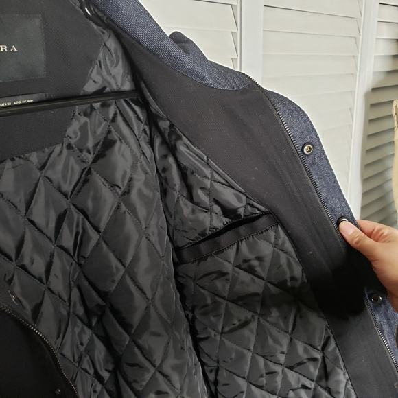 Zara Mens Denim Zip/Button Baseball Jacket NWT - Picture 6 of 8